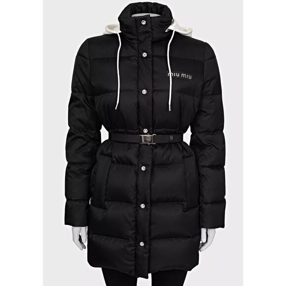 Miu Miu Black Gabardine Oversized Puffer Jacket IT 40/S - Picture 1 of 4